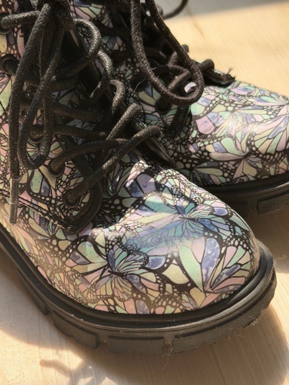 Girls Justice pastel butterfly boots size 11
